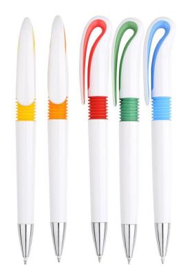 fancy design twist plastic pen, wide clip and white barrel,novel design
