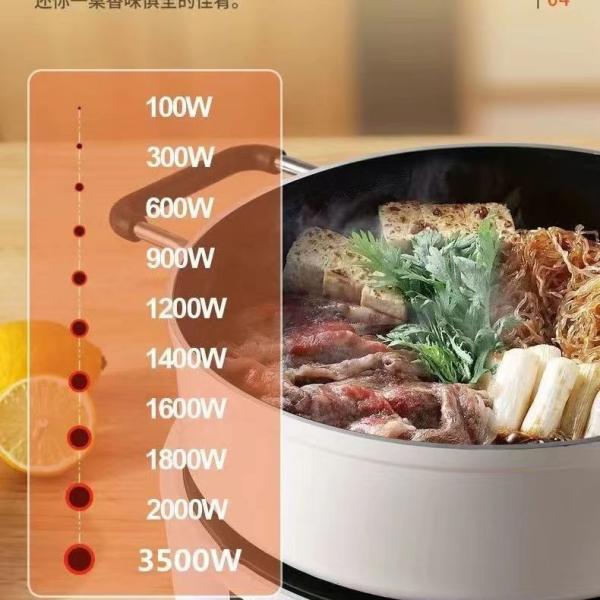 Induction Cooker 3500W Black Gold Ceramic Glass Plate Single Burner for Cooking Food