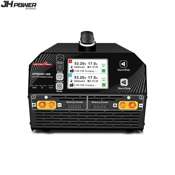 UP2000 2000W Dual Channel Smart Charger for 6-14S Lipo Batteries in RC Model Aircraft and Drones