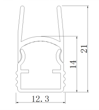 A2108 LED Glass Clip Light 200-3000mm Length 12.3mm Width 21mm Height DC12V/24V 7.5W/m 2835/120PCS/M 3000/4000/6000K