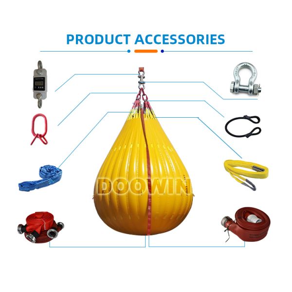 Bolsas de peso de agua llenas de agua amarillas para pruebas de carga de grúas