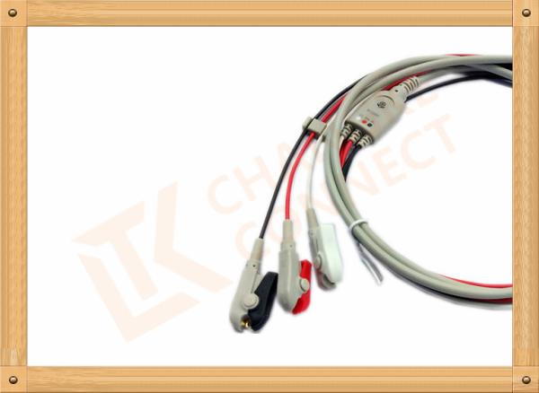 3 Leads Clip One Piece ECG Patient Cable with Copper Conductor Material