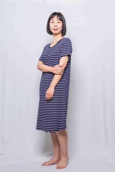 Yarn Dye Viscose / Elasthan Stripped Pajamas Ladies Summer Short Sleeves