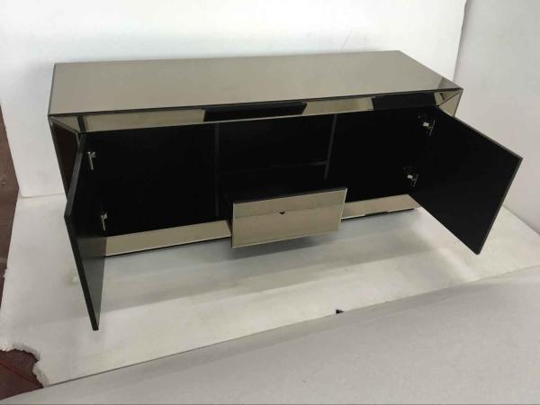 Popular Hotel Mirrored Glass TV Cabinet , Black Mirrored Corner TV Cabinet