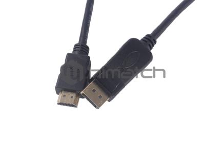 Black Displayport 1.2 Cable DP Male To HDMI Male Cable Support 3D And 4K