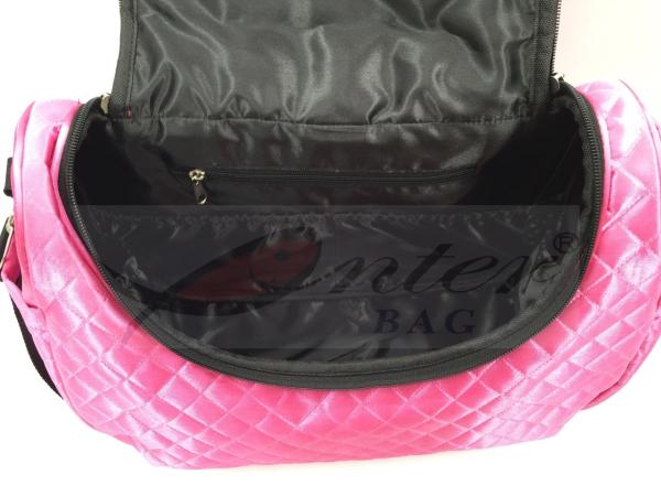 Pink Satin Quilted Tote Diaper Bags With Strap Easy Carry Big Capacity