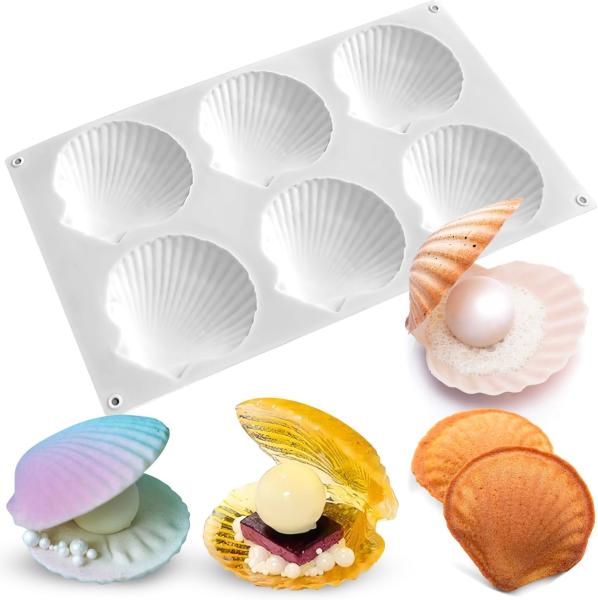 Silicone Sea Shell Mold Baking Mould Ice Cube Tray Shell Shape Silicone Mold For Chocolate, Soap, Candle, Fondant Birthday Cake Decoration And Jelly