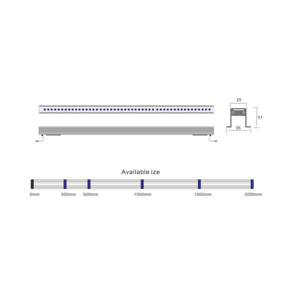 12W 1000mm Straight Linear LED Tube Light For Facade