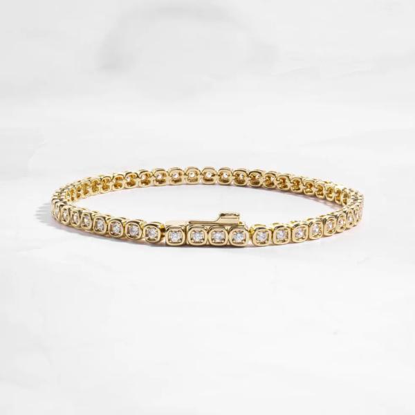 Brazalete de tenis de zircónia de 3 mm 925 Plata 14K Oro Revestido Joyería Unisex
