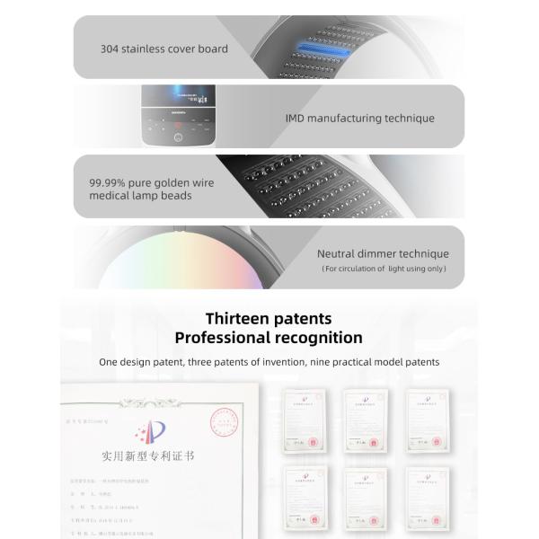 Salón de belleza PDT Máquina LED PDT de espectro múltiple Dispositivo de terapia de luz para el rejuvenecimiento de la piel