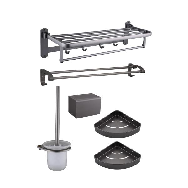 Polish Surface Finishing Luxury Bathroom Accessories Set with Aluminum Alloy Towel Rack