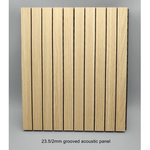 28/4mm Melamine Oak Church Celing Tiles Linear Grooved Acoustic Wall Panels Sound Absorption Board