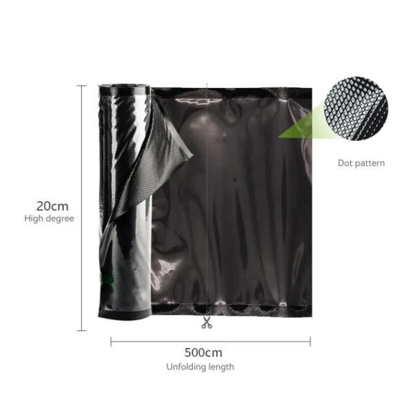 Commercial Grade Heavy Duty Black And Clear Embossed Vacuum Seal Roll Bags For Food Storage For Sushi And Noodles