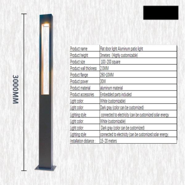Spot LED Square Landscape Light Post IP65 Solar Garden Light for Park Street Lamp