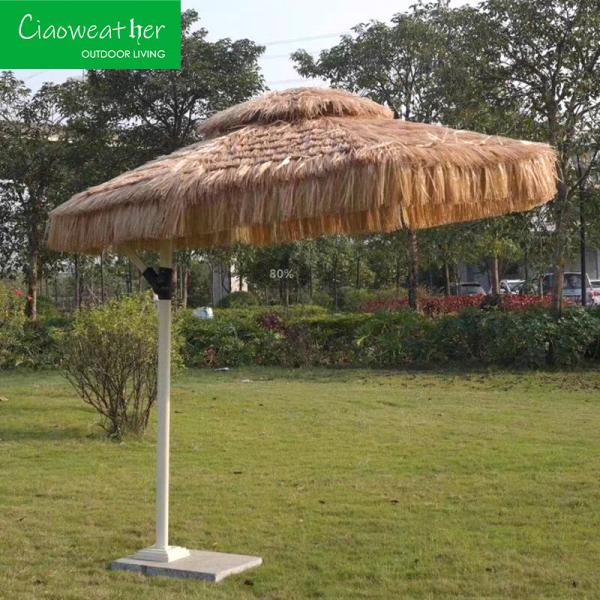 Teakwood Frame Waterproof Hawaiian Beach Umbrella for Hotel Restaurant Banquet Home Coffee Patio Sun Shade Waterproof
