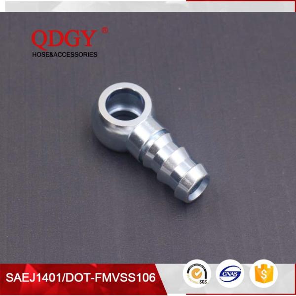 steel material 14mm single fule banjo hole to a male barb outlet brake hose fitting with Galanized plated coating