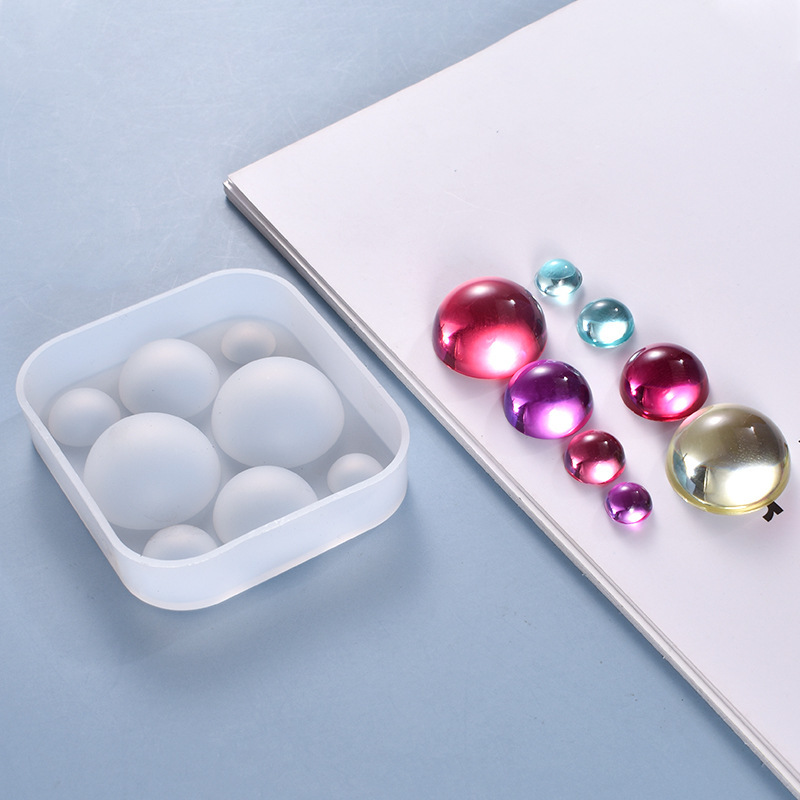 DIY Crystal Dropper Mold, Eight Grid Semi-circular Bead Mirror Transparent Silicone Mold, Spot Wholesale