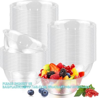 12oz 9oz 6oz Hard Plastic Bowls, Clear Salad Bowl Disposable Soup Ice Cream Candy Serving Bowls Wedding Birthday