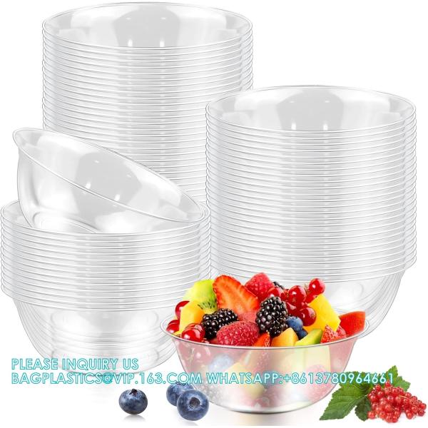 12oz 9oz 6oz Hard Plastic Bowls, Clear Salad Bowl Disposable Soup Ice Cream Candy Serving Bowls Wedding Birthday