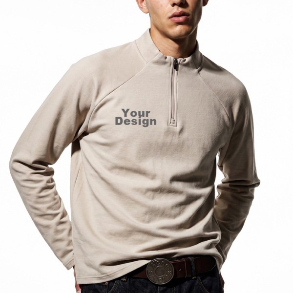 Custom OEM Half-Zip Double Fleece Raglan Sleeve Base Top