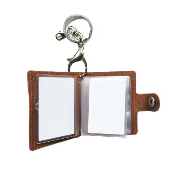 Portable Diy Sublimation Mini Photo Album Keychain Custom PU Leather With Inner PVC Pages Blank Photo Frame Keyring