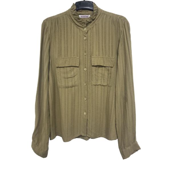 Long Sleeve Womens Fashion Blouses With Pockets Brown Color Stylish Women'S Blouses