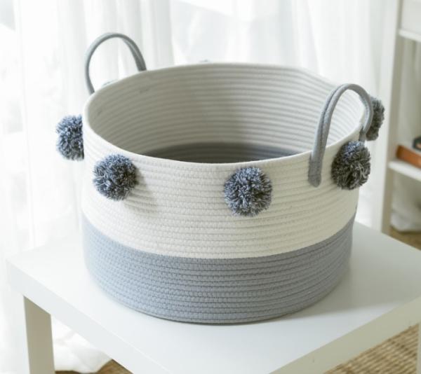 Wholesale 3pcs Set Foldable Handmade Woven Cotton Rope Hamper Storage Kids Toys Laundry Basket With Handles