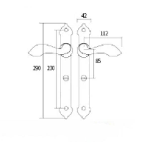 Antique Decorative Door Window Handles With Keyhole Plate