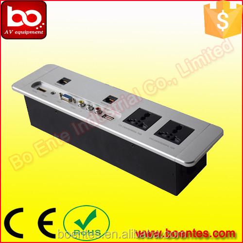 Black/Silver 4-Star Hotel Room Guest House Wall Mount Hotel Media Hub Socket for TV AV Solutions