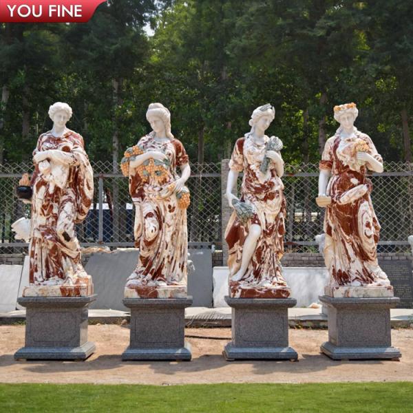 Life Size Natural Stone Garden Sculpture Four Season Goddess Marble Statue