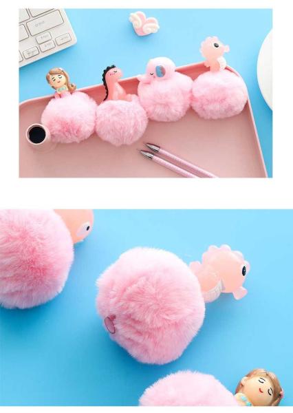 Plastic Pink Fluffy Pastel Plush Pen 0.5mm Nib Ultralight Durable