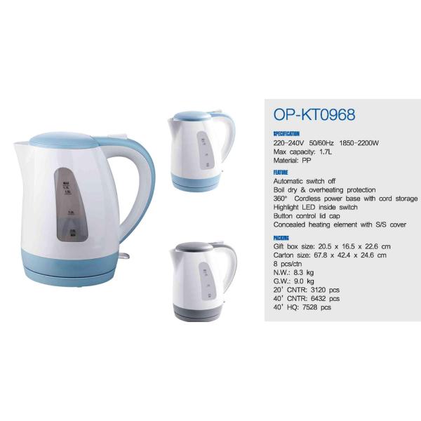 Auto Shut-off Electric Water Kettle with Fast Heating Speed and Electric Power Source