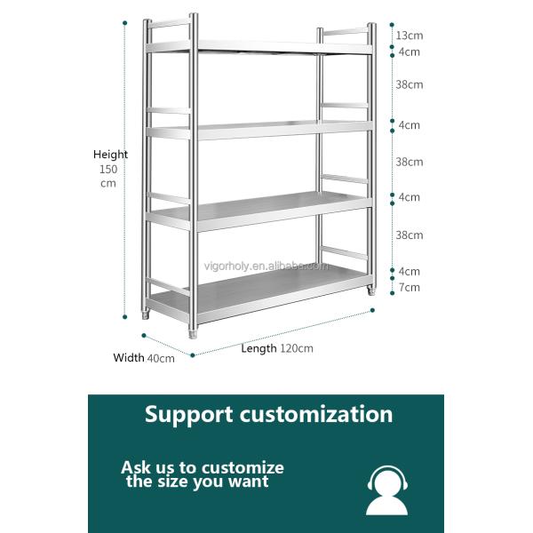3 Layer Rotate Vegetable Fruit Shelf Stainless Steel Storage Rack for Modern Kitchen