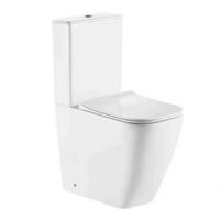 Cuenco rectangular sin borde de baño cerrado y acoplado Cuenco de baño de dos piezas con tapa de asiento suave y tapa delgada para el mercado ruso
