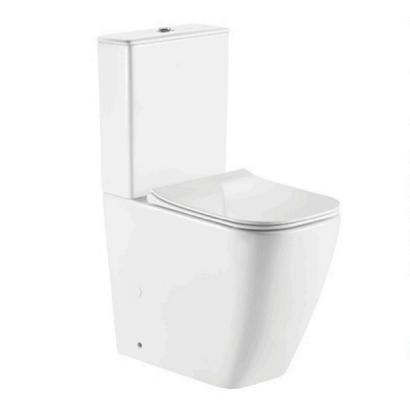 Cuvette rectangulaire sans bride WC à couplage rapproché Cuvette de toilette en deux parties avec abattant à fermeture douce et couvercle de réservoir fin pour le marché russe