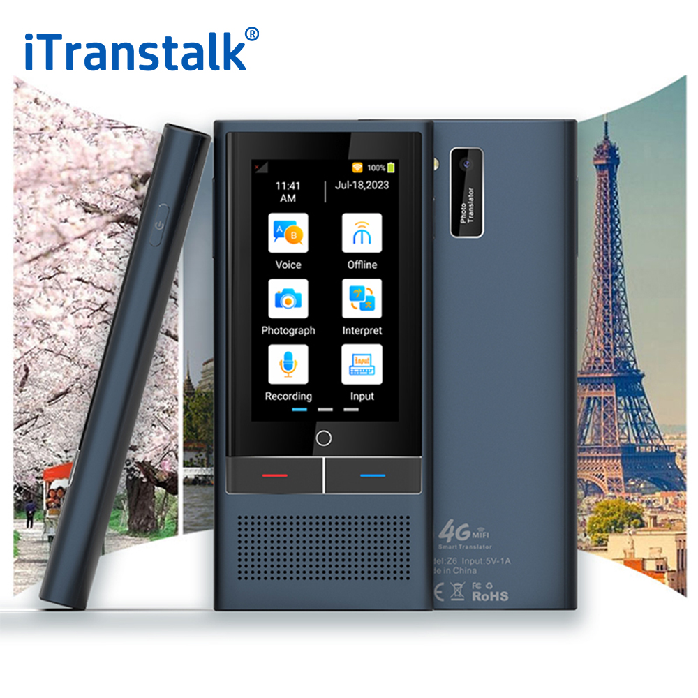 Multi Languages 4G Simcard Translator Online / Offline Two Way Voice Translator For Study Travel
