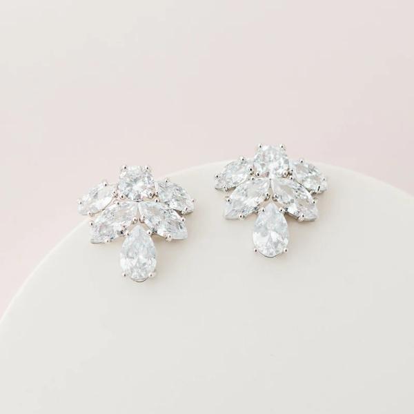 18K Gold Plated Brass Wedding Earrings featuring Cubic Zircon for Beauty White Lovers