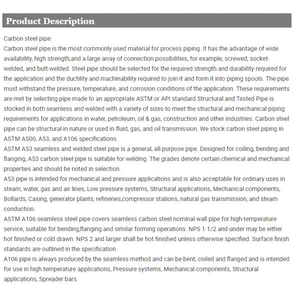 Carbon Hot Rolled Seamless Steel Pipe 50mm AISI Sch40 Gr. B Thin Wall
