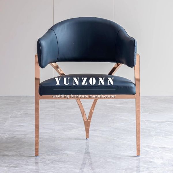 China Factory Bride Luxury Wedding Chairs Hotel Restaurant Cafe Golden Stainless Leather Modern Dining Room Chair