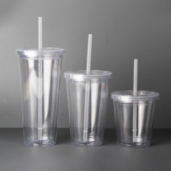 Double Wall Reusable Plastic Acrylic Water Bottle Clear For Parties Birthdays