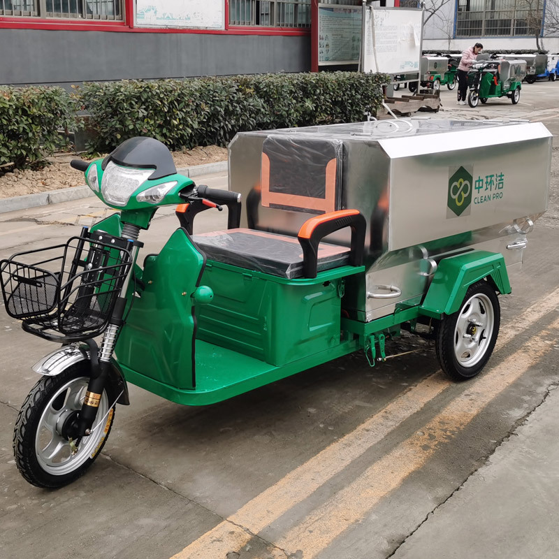Electric Stainless Steel Sanitation Tricycle | Municipal Waste Transfer Vehicle