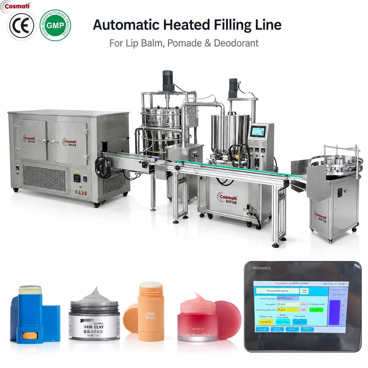 Automatic Heated Gear Pump Filling Machine Lip Balm Pomade Deodorant Filler