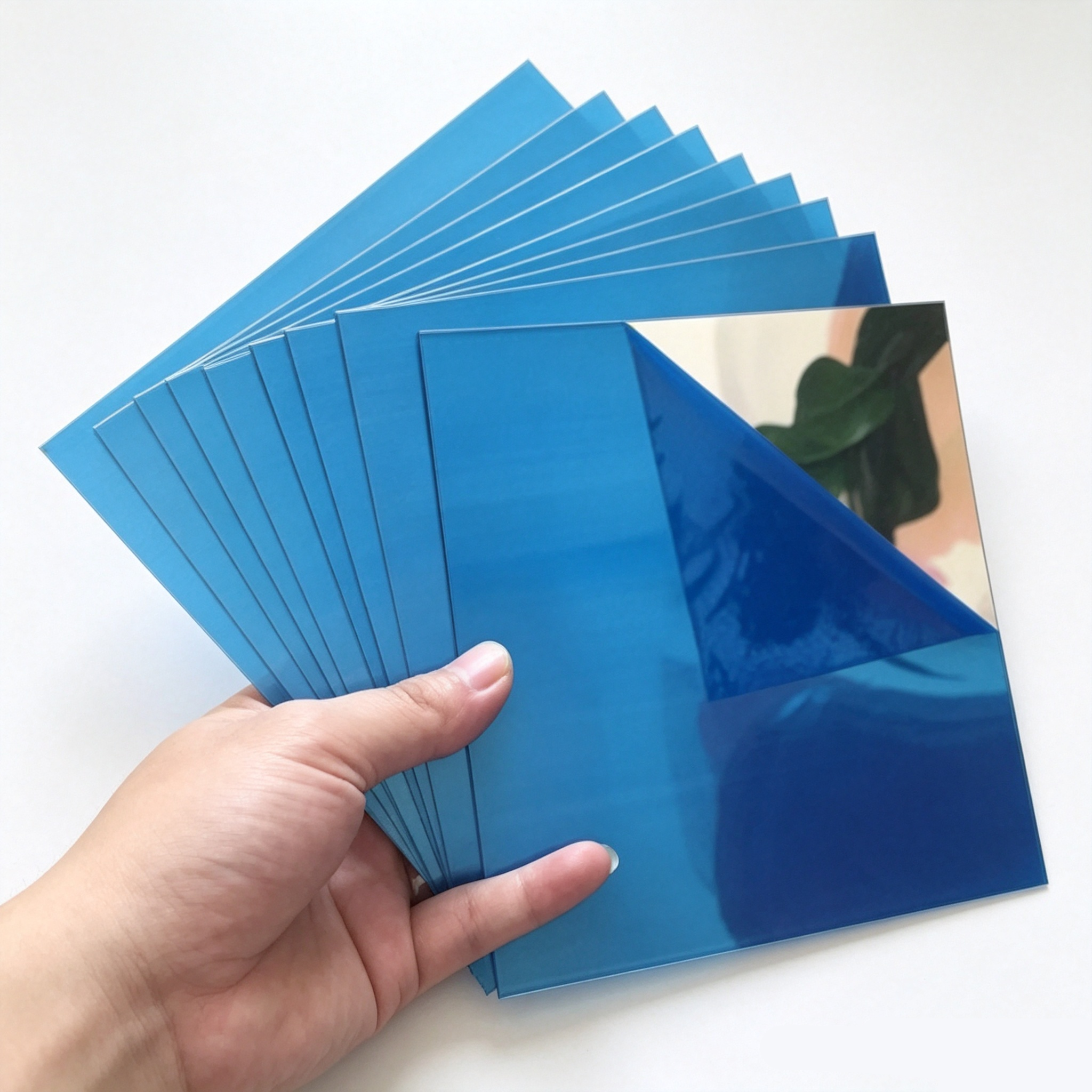 Wholesale Silver PC Mirror Sheet With Blue Protective Film Custom Die Cut Raw Material For Salon Wedding Wall Decor Wholesale Supplier