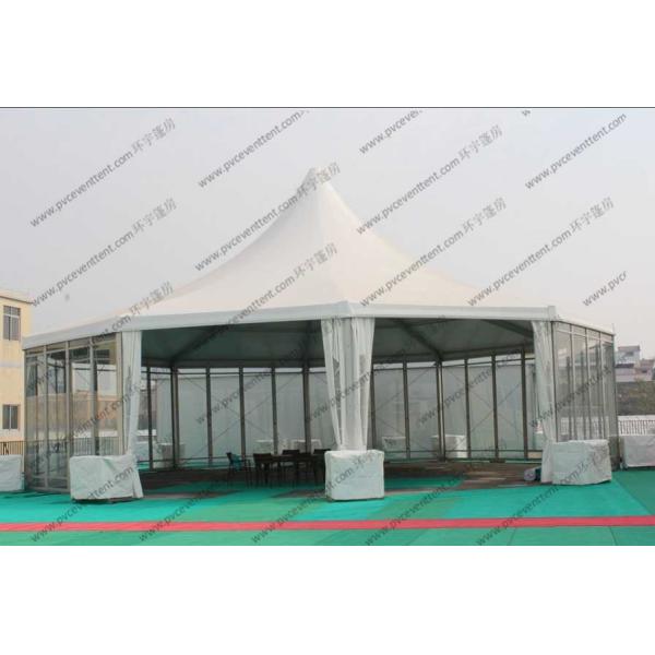 White PVC Pagoda Party Tent , Luxury Outdoor Canopy Tent White With Glass Sidewalls