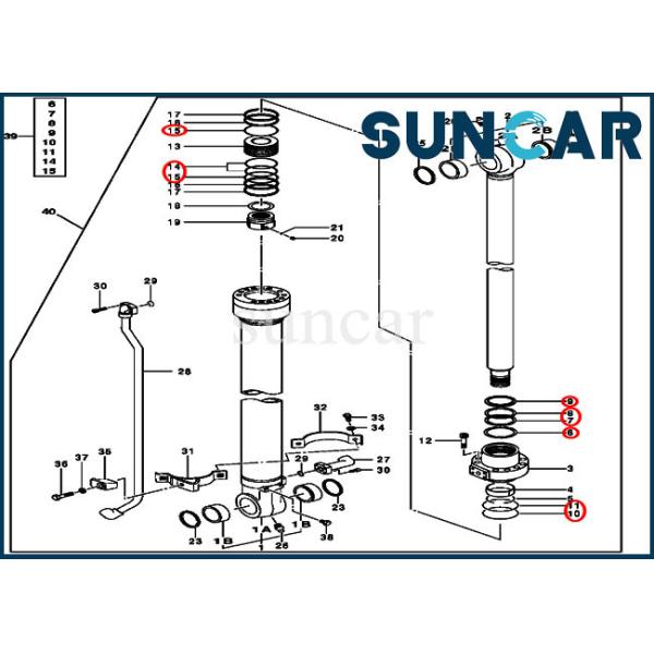 4S00849 Hydraulic Bucket Cylinder Service Kit Fits John Deere 70.00x100.00 Cylinder