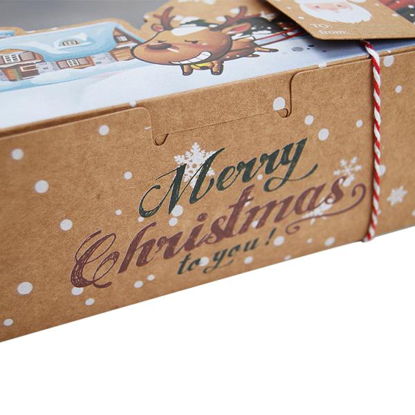 Подарочная коробка с рождественскими пончиками и печеньками с прозрачным окном