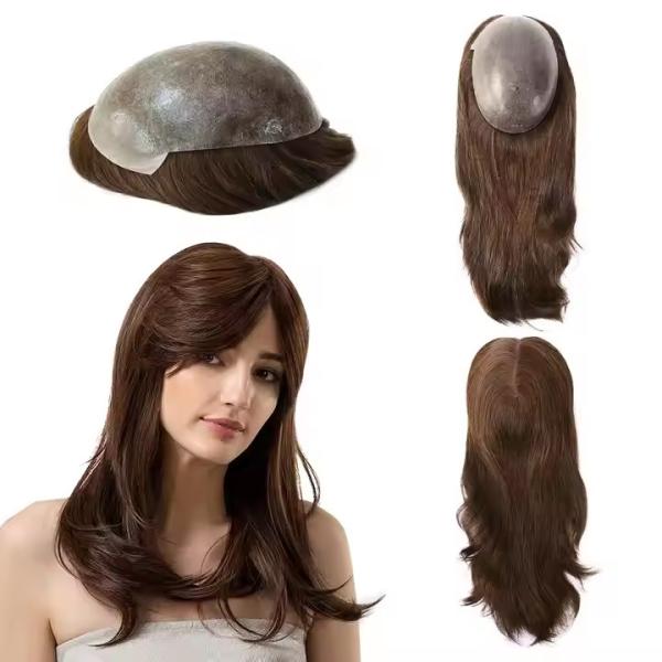 Cuticle Remy Hair Topper Full Injected Poly skin Best Quality Hair Top Piece Hairpieces for Women Wig Lady Toupee Topper