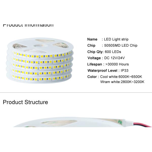 5050 SMD 5M DC 12V 24v Led Strip Lights 600LEDs Super Bright IP33 IP65 IP68