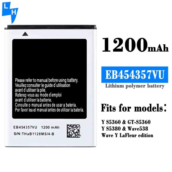 Uma bateria de telefone móvel de 1200mAh EB454357VU para Samsung Galaxy Wave Y LaFleur Edition S5360 S5380