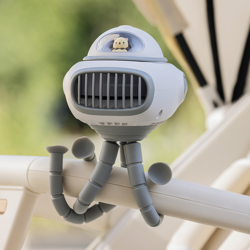 Safe Design Auto Rotate 120 Degrees Rechargeadle Multifunction Table Baby Portable Oscillating Stroller Fan With Flexible Tripod